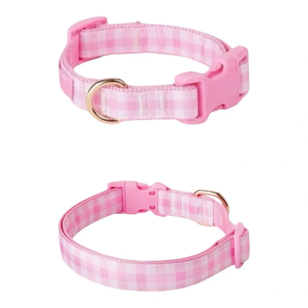 Stoney Clover Lane LIMITED EDITION Medium Pink Gingham Dog Collar